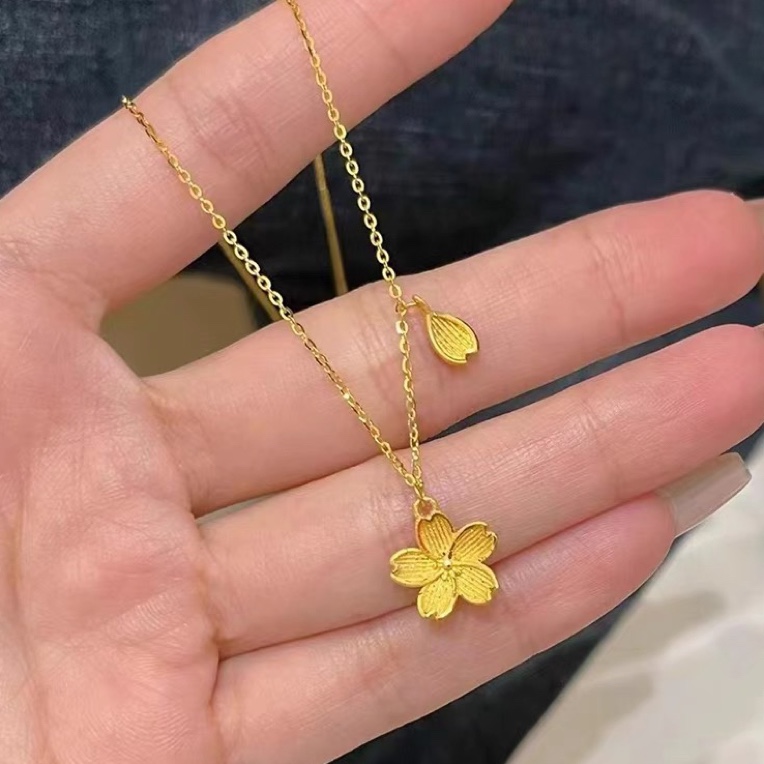 5G工艺足金999花蕊花辨樱花套链百搭清新简约真金轻奢