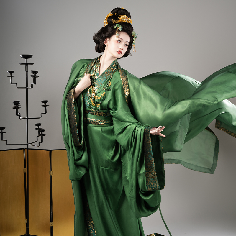 山迟【帝姬】大全套汉服战国袍复原古蓝色织金锦双层春秋冬日常仙气