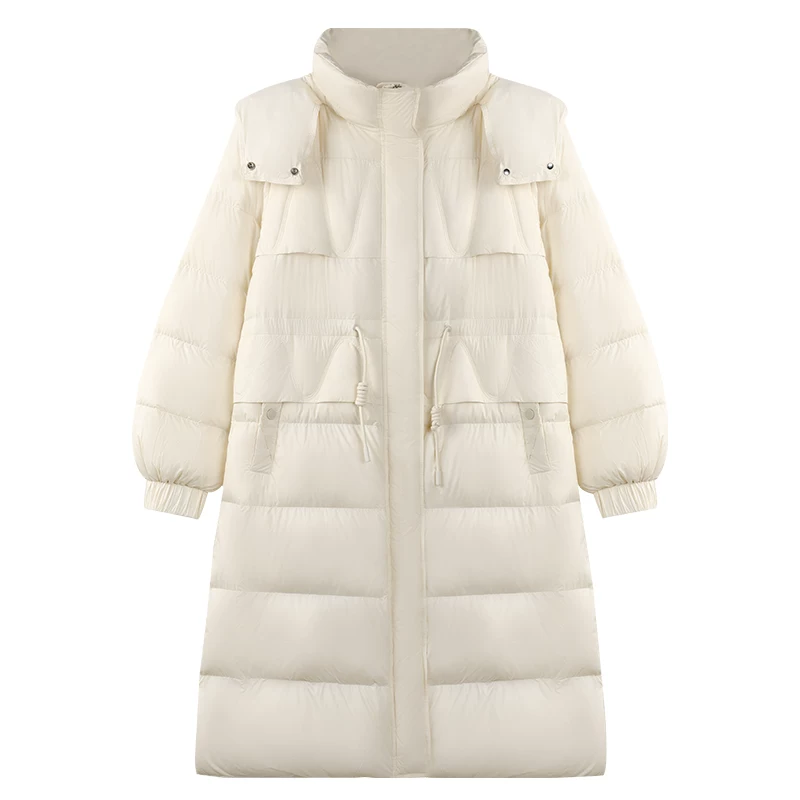 冬季新款气质H版型收腰显瘦云朵柔软长羽绒服