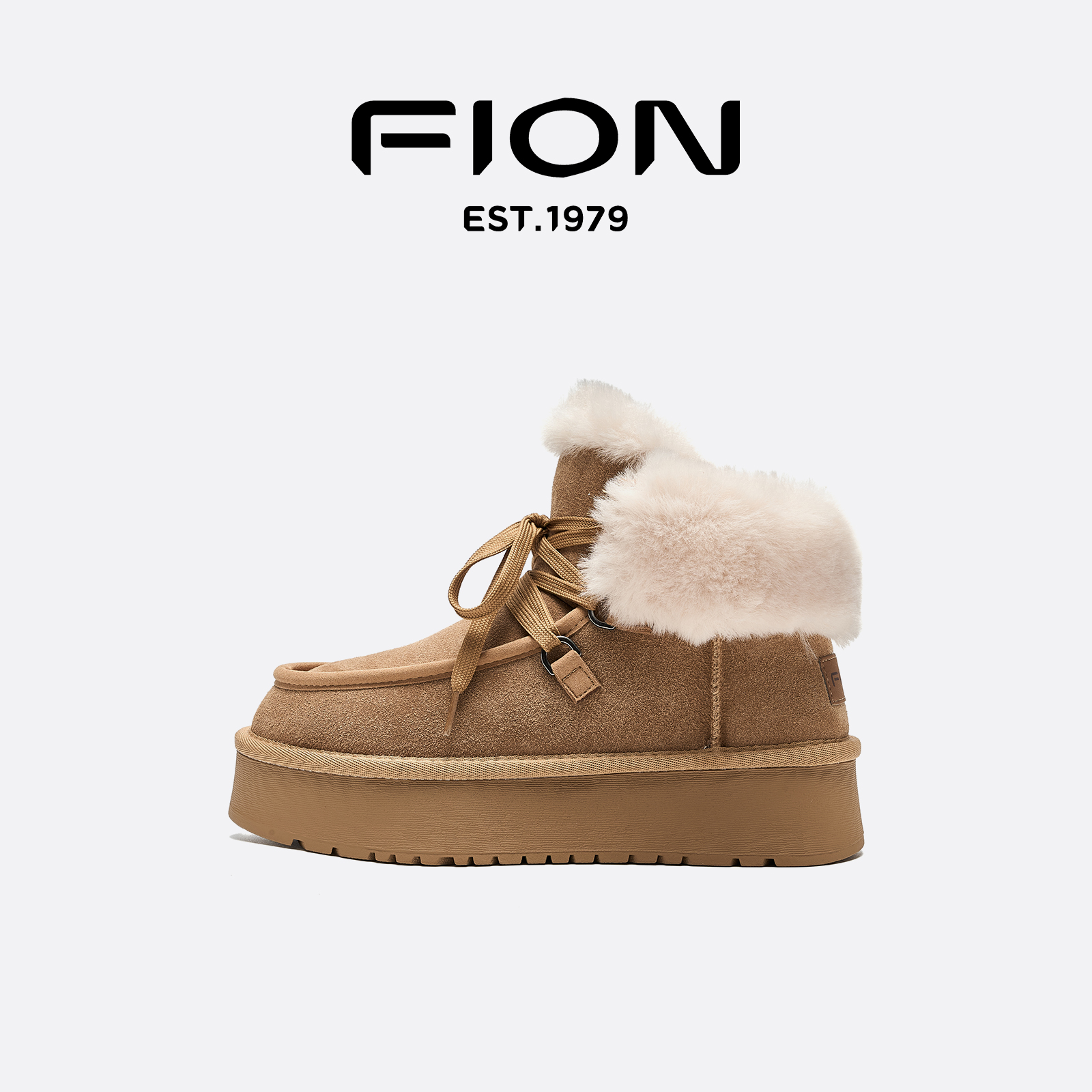 Fion/菲安妮女鞋子2024冬季新款雪地靴厚底加厚加绒保暖甜美时尚