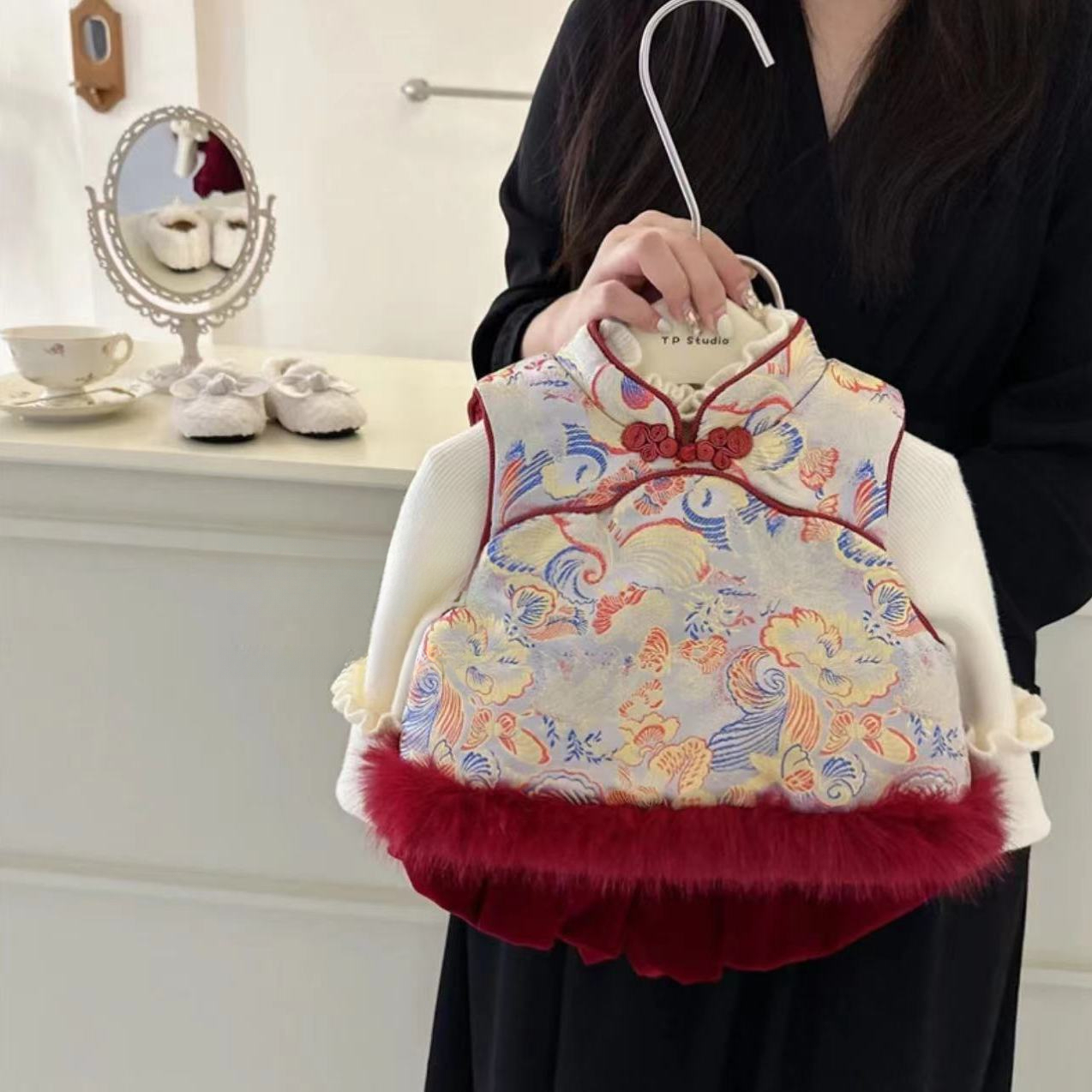 中式女童周岁旗袍礼服儿童抓周宝宝生日公主国风高端夏季洋气冬季