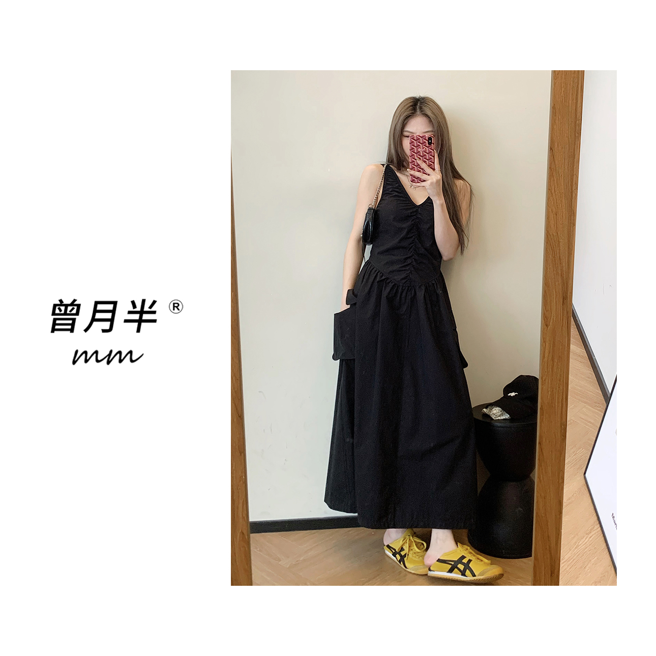 曾月半mm清仓《高街美学》机能感褶皱背心裙！ZL73