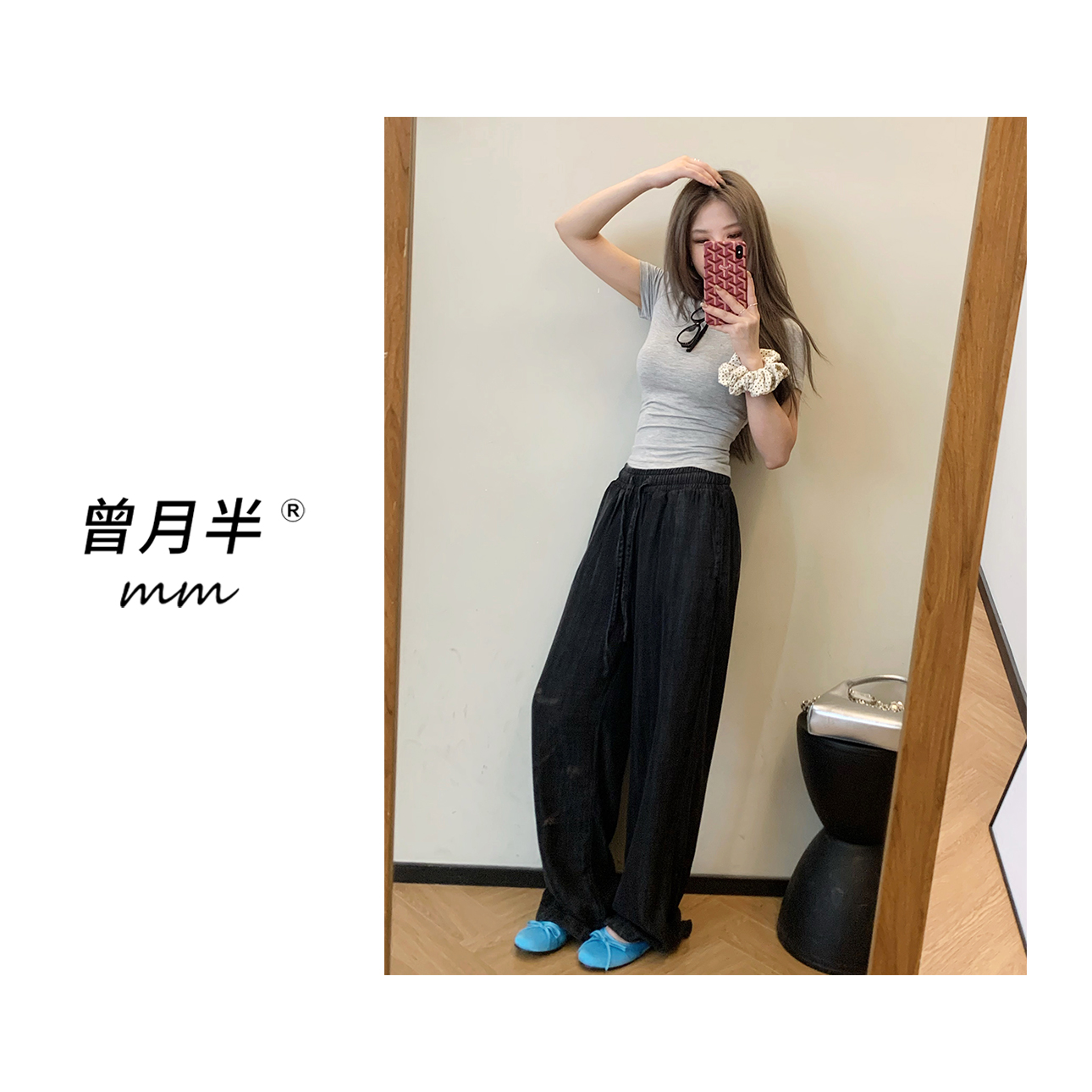 曾月半mm清仓《空调牛仔》视觉降温天丝可调节束脚牛仔裤！zk198