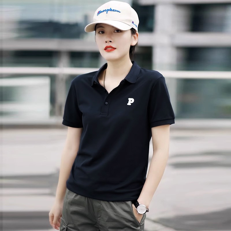 潮牌POLO衫短袖夏季新款宽松男女同款翻领运动休闲欧美t恤衫女款