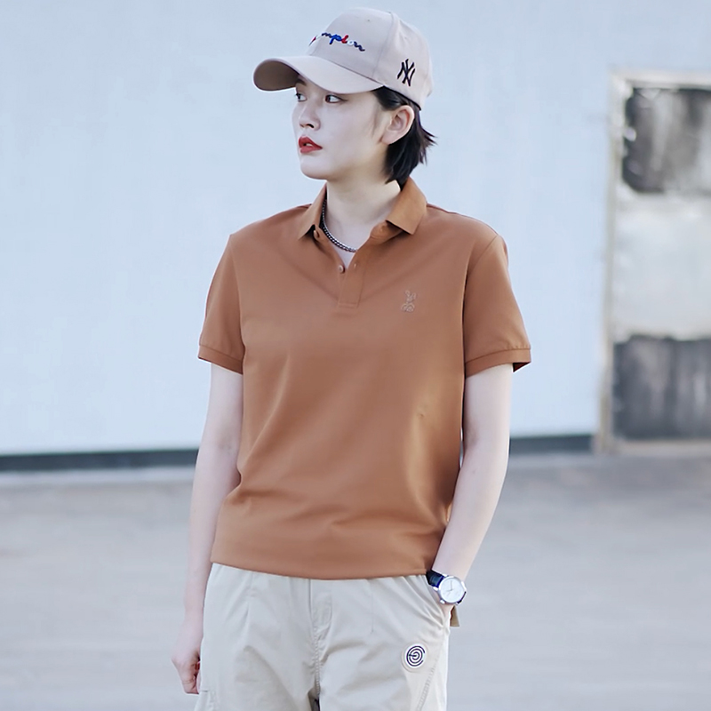 潮牌POLO衫女夏季薄款2025新款百搭宽松休闲男女同款翻领短袖t恤