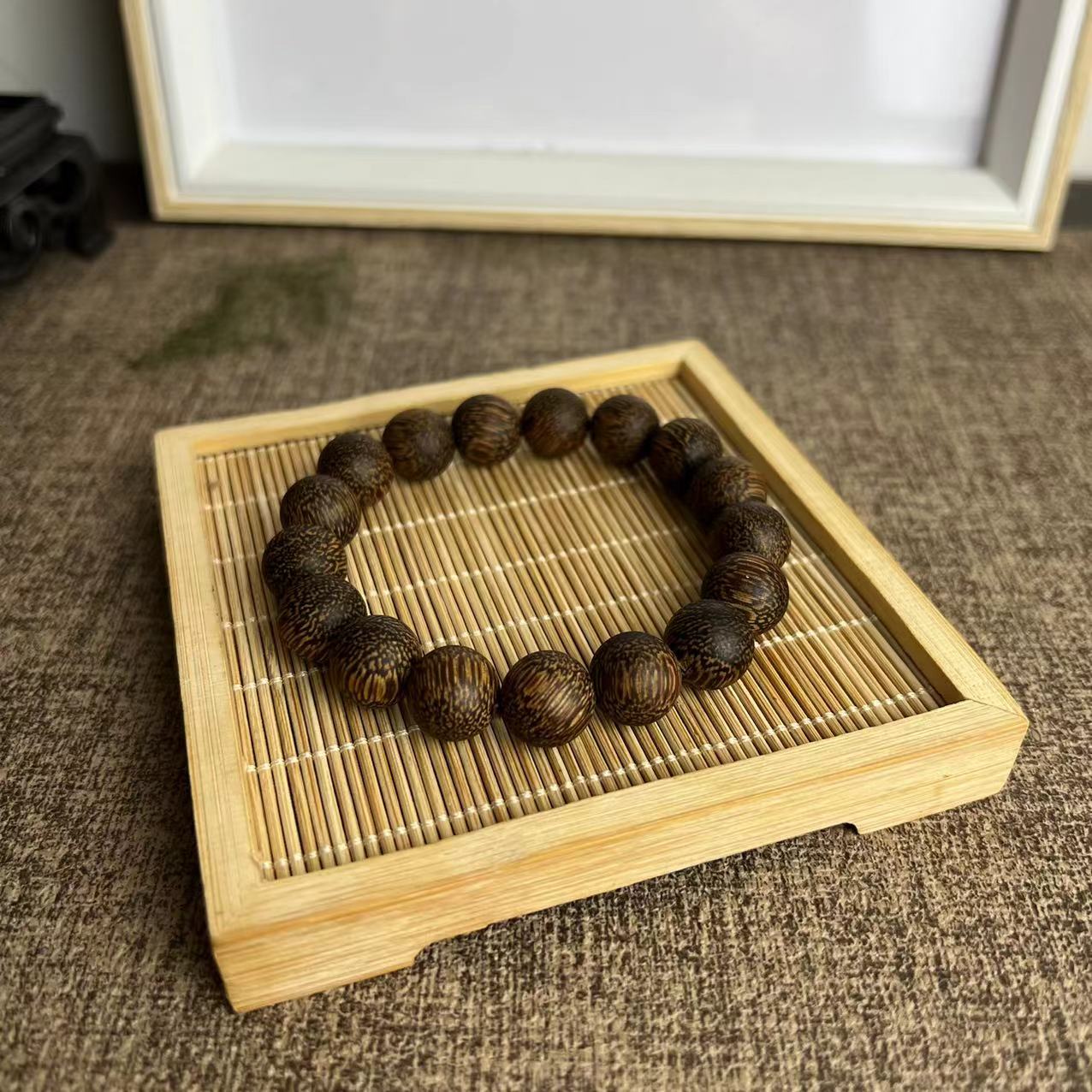 越南芽庄黑油老料1.2素珠单圈手串
