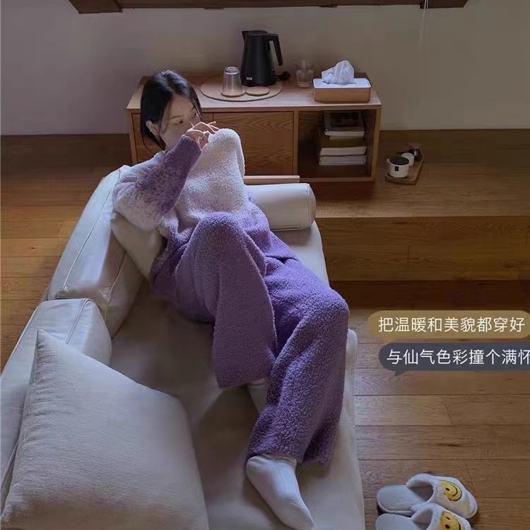 半边绒睡衣秋冬女士2023新款加绒加厚家居服可外穿套装02