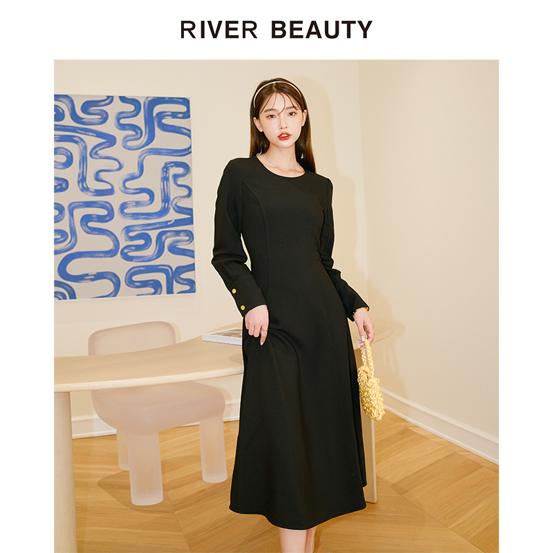 【小水专属】RB 赫本风高腰挺括有型时尚长款连衣裙 RQ21330064