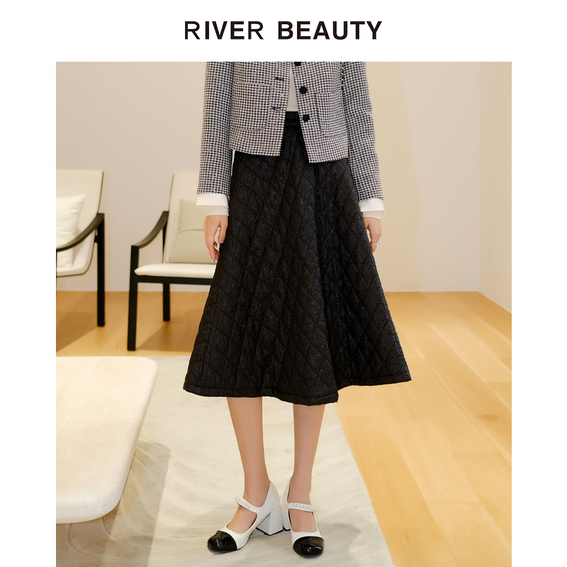 【籽言专属】RB 编织夹棉半裙秋季新款廓形蓬感A字裙 RQ21417829