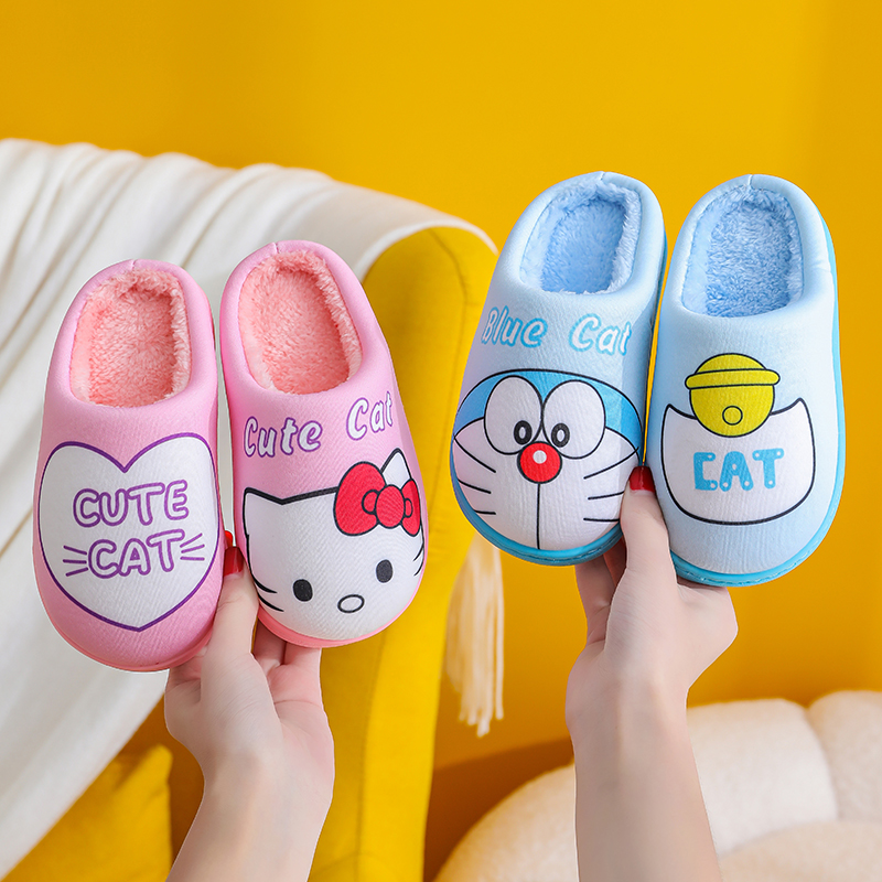 冬季家居防滑保暖儿童棉拖鞋女童可爱卡通男孩毛绒棉鞋