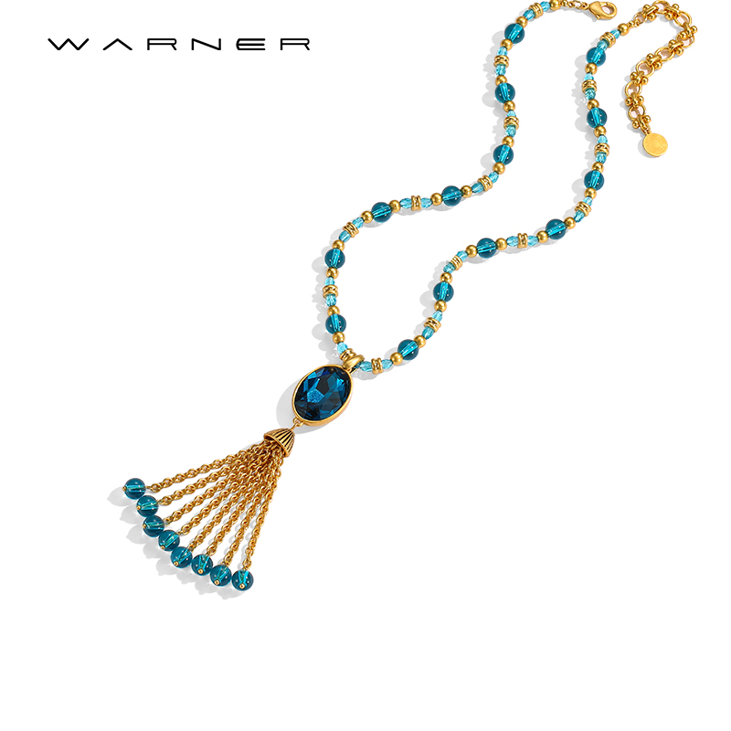 铜合金项链 WARNER华纳项链吊坠复古宫廷琉璃女