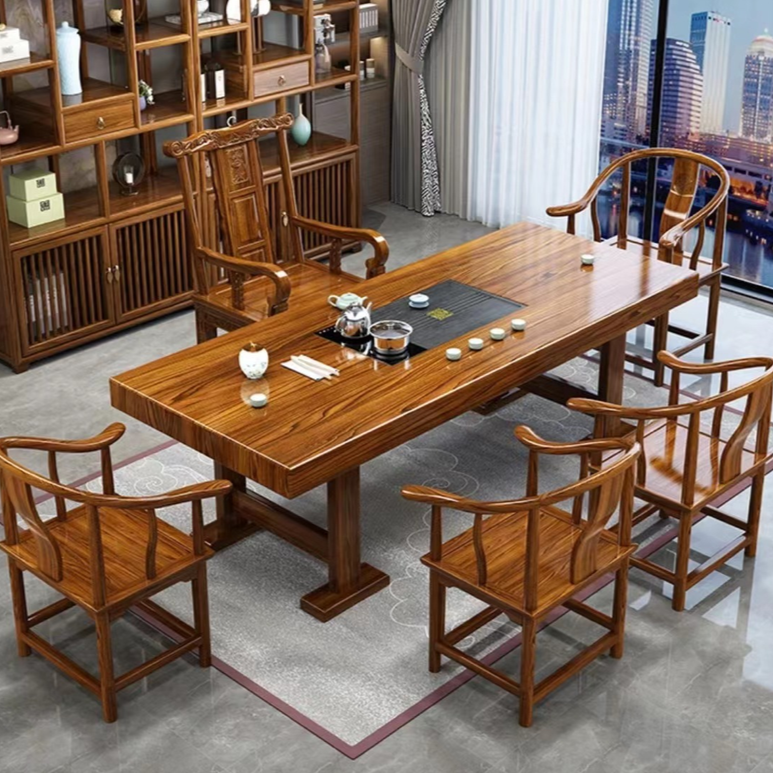 【工字腿】大板茶台茶桌储物腿1.4米2.4米湿泡台一体式新中式泡