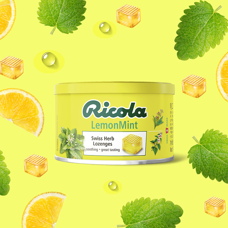 利口乐Ricola糖果柠檬香甜薄荷味香草糖100g硬糖食用