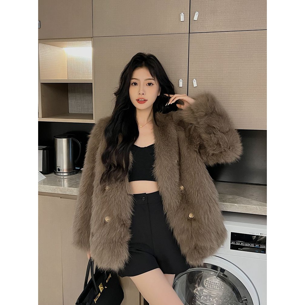 Z环保皮草“漂亮姐姐”狐狸毛仿皮草外套女毛毛中长款2023气质新