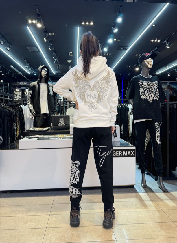 TIGERMAX 潮牌男女重工金银丝银刺绣帽衫套装WY240903/KU23558