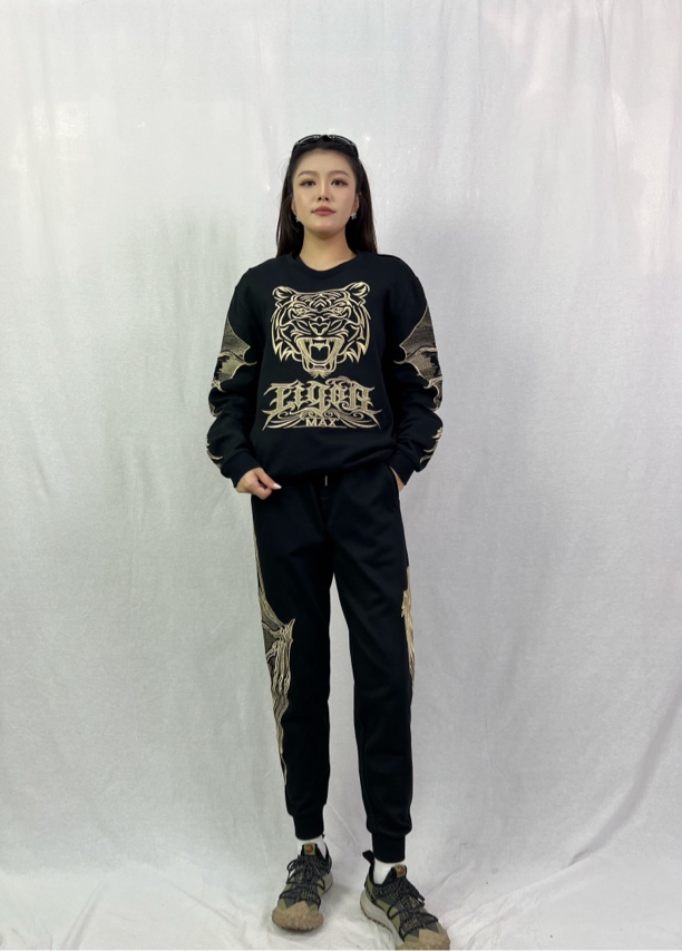 TIGERMAX 潮牌男女同款金丝卫衣卫裤套装WY23055/KU23552