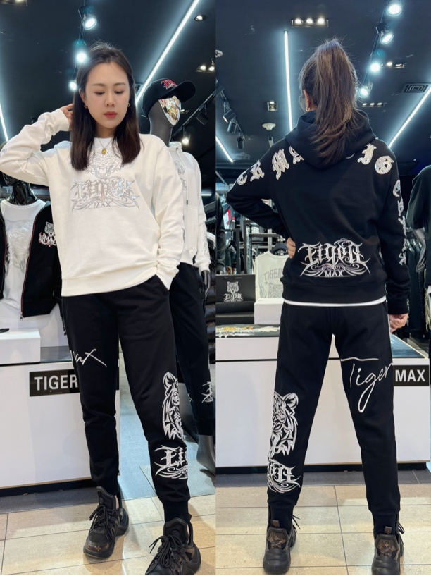 TIGERMAX 潮牌男女同款重工珠片绣套装WY240905+KU23558