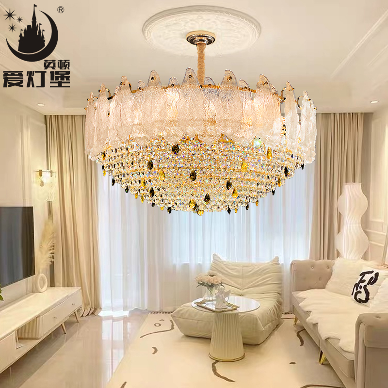 法式荷塘月色轻奢彩色K9水晶客厅奶油风现代简约温馨卧室餐厅灯具