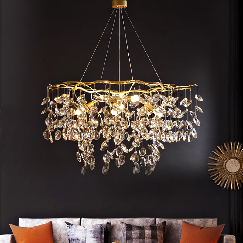 法式轻奢灯具现代高档餐厅吊灯卧室树枝灯饰全铜萤火虫水晶客厅灯