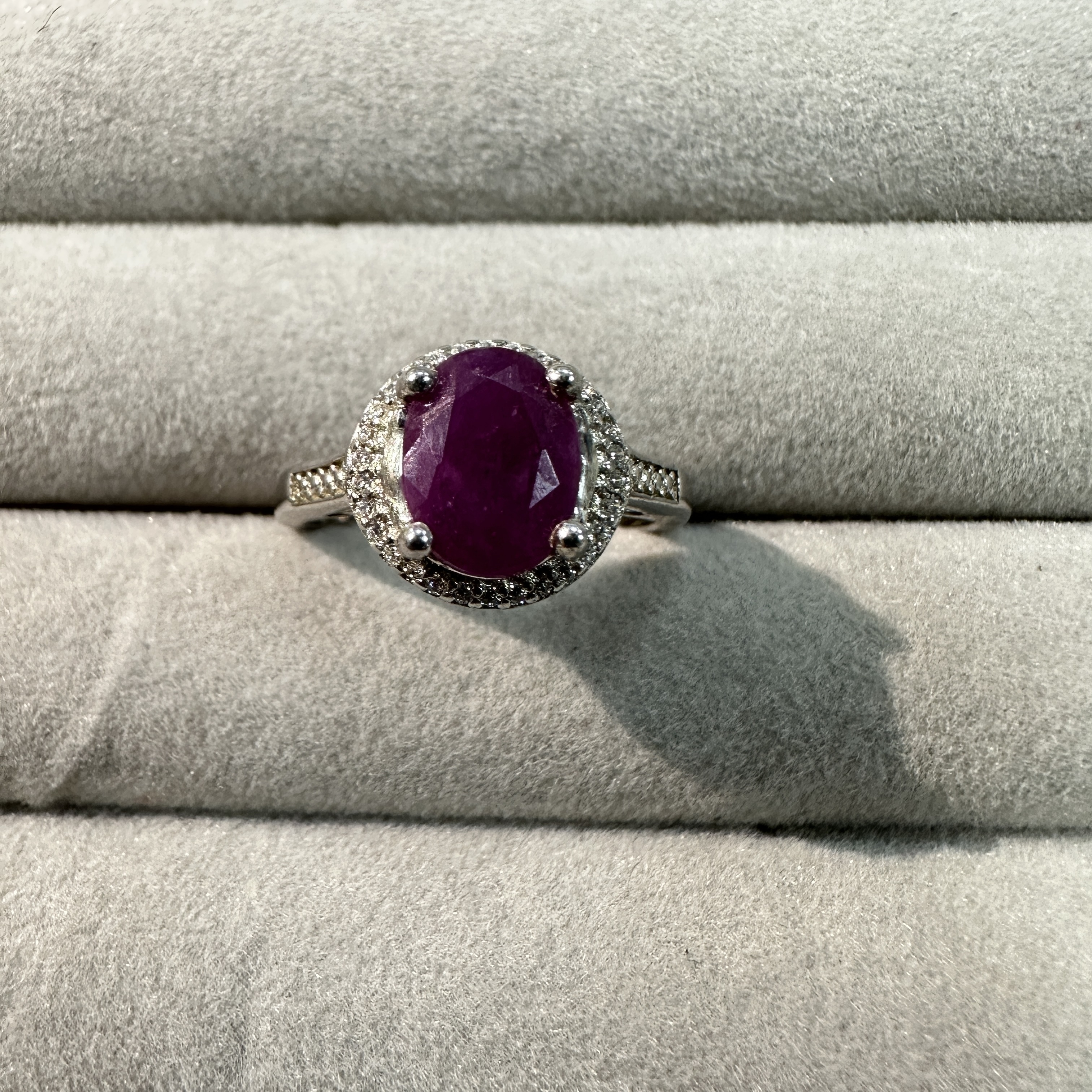 高端天然无烧红宝石s925银镀金戒指R4494-9基地发货配证书