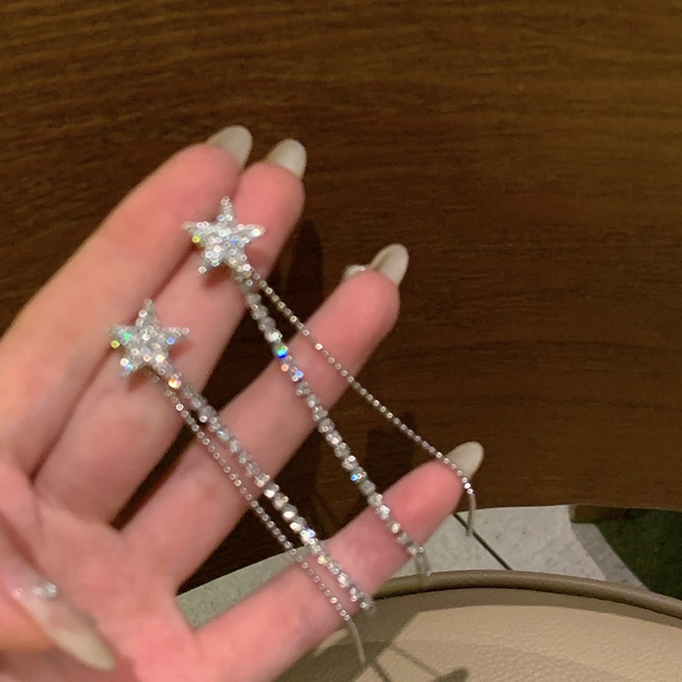 铜合金耳饰 Les oreilles小众设计气质星星长款流苏独特耳环女
