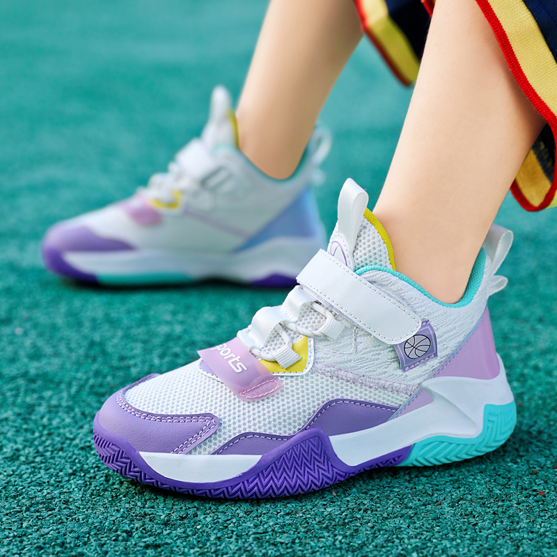 女童蓝球鞋鸿星童2024春季儿童透气运动鞋学生男女童鞋中大童波鞋
