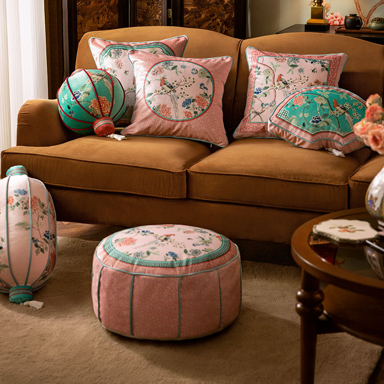 春满园新中式客厅沙发靠枕垫中国风高级感抱枕套飘窗床头腰枕靠枕