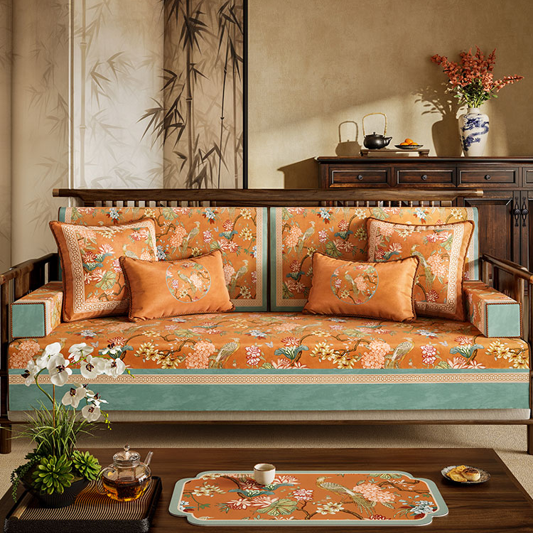 山绣球美式高级感一片式沙发坐垫防滑四季通用云柔绒扶手靠背盖布