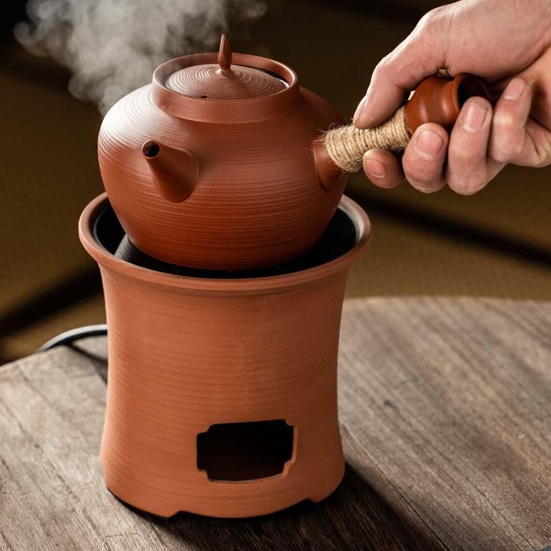 围炉煮茶侧把红泥煮水煮茶壶跳盖茶宠茶几茶盘