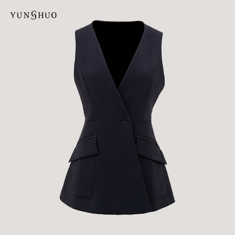 YUNSHUO    V领垂感马甲设计感修身显瘦马夹    625009