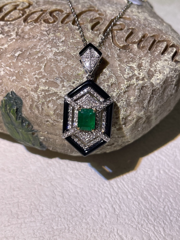 祖母绿 六边形吊坠 祖母绿吊坠