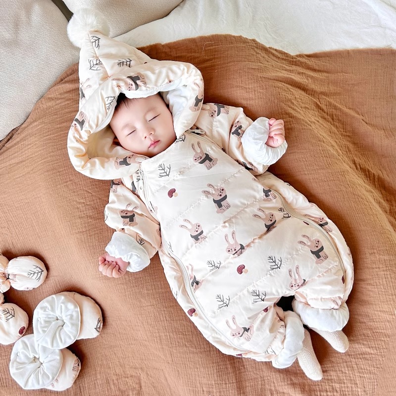 【专利款升级】婴儿连体羽绒服新生婴幼儿连体衣外出服男女哈衣服