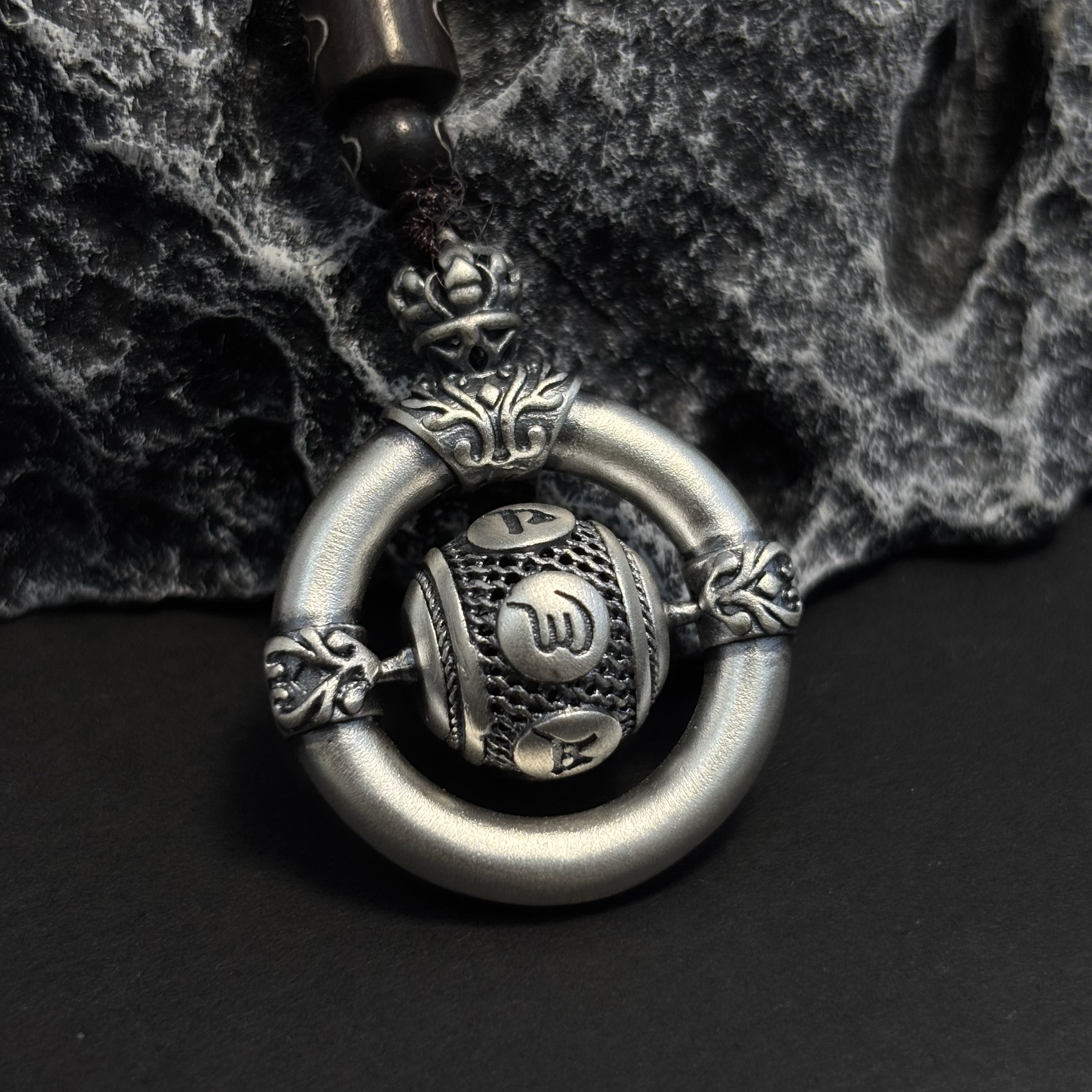 吊坠足银 足银999平安扣六字真言转运珠吊坠