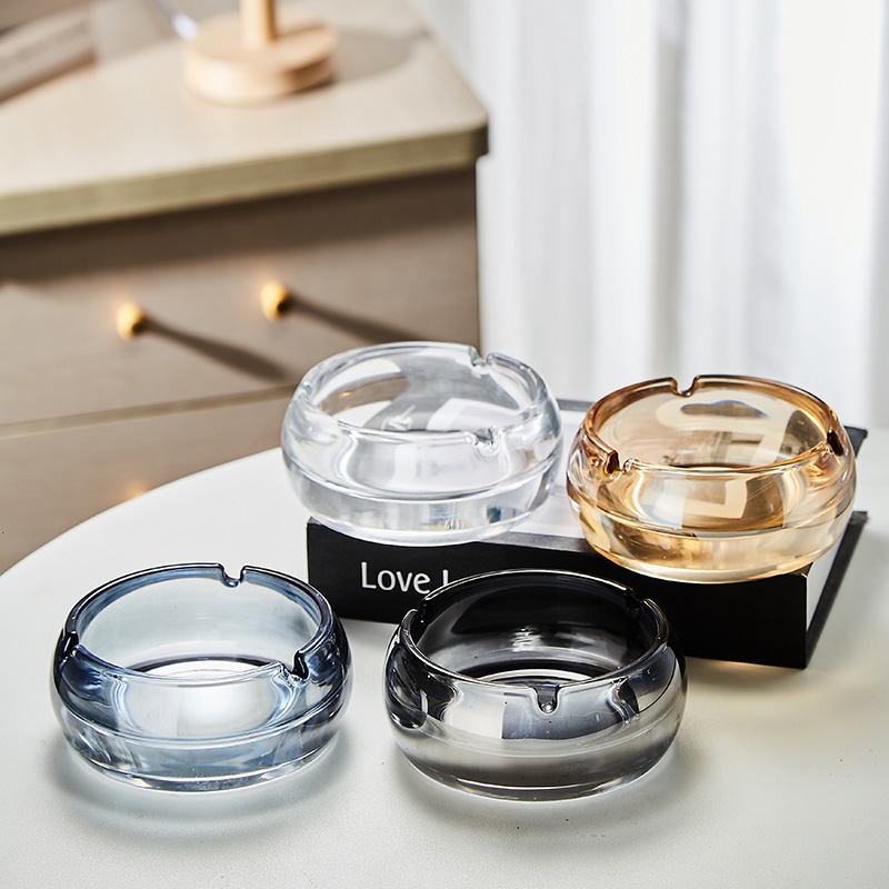 尼特维森圆形玻璃烟灰缸家用客厅烟缸雪茄烟碟个性潮流办公室烟盅