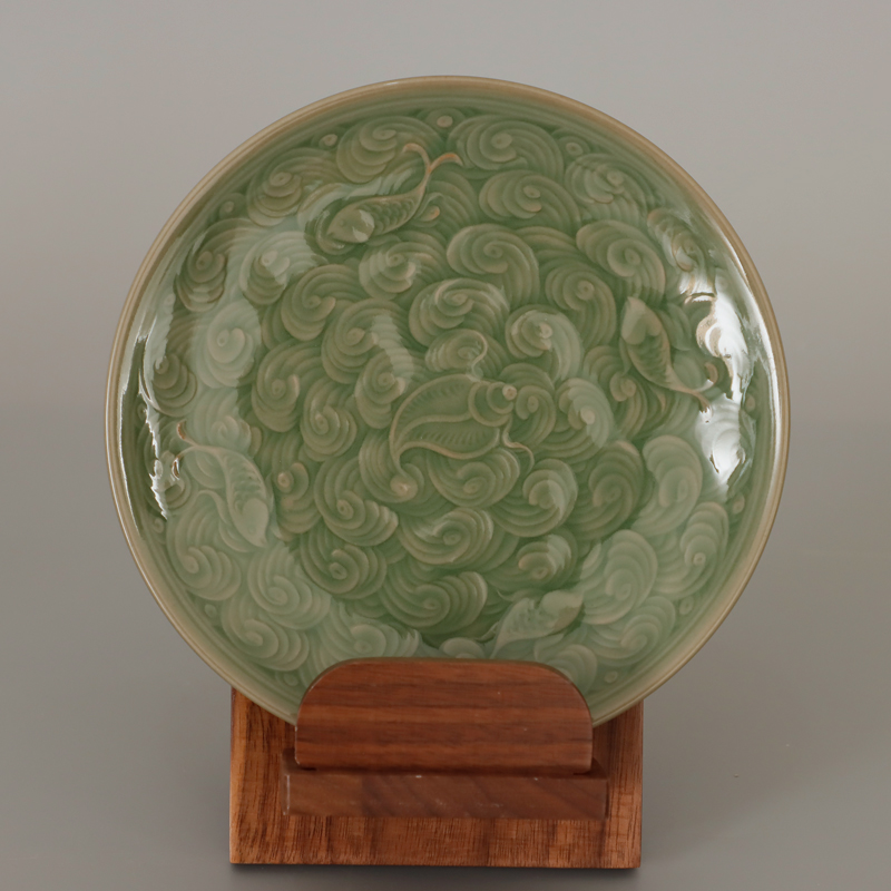 微瑕耀州窑新美学青瓷橄榄青釉原矿高温零食盘水果干果碟家用菜盘