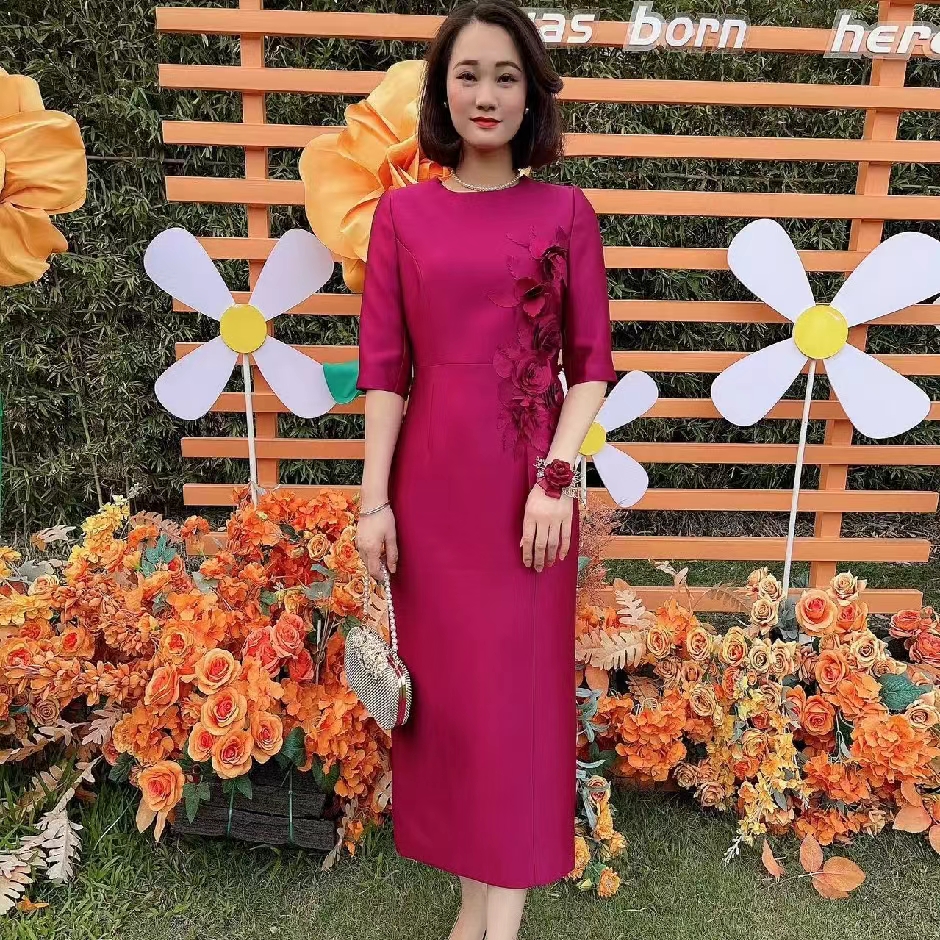 高端定制喜妈妈春季女装高贵时尚修身晚礼服