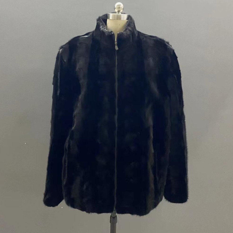 男士水貂毛月牙貂短款高端冬季保暖外套立领