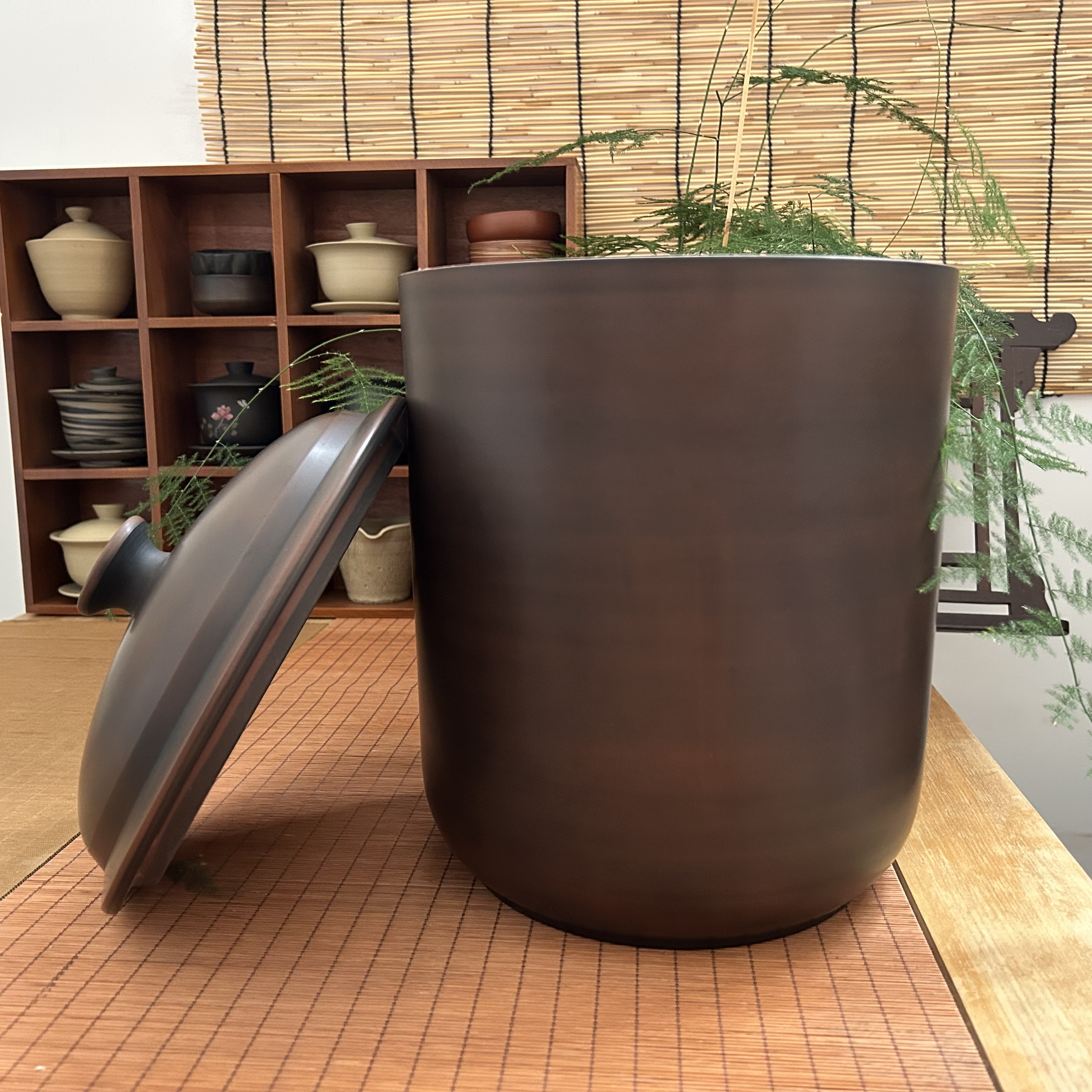 建水紫陶精磨茶叶罐357g饼茶11饼素罐