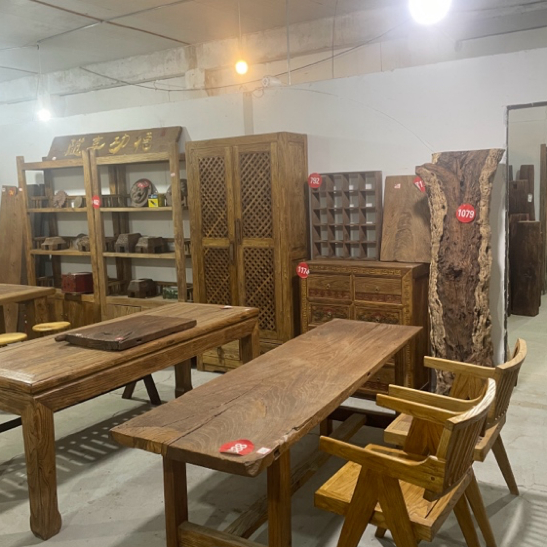 家具客厅复古家用门板定制链接新中式老榆木原木色木板实木家具