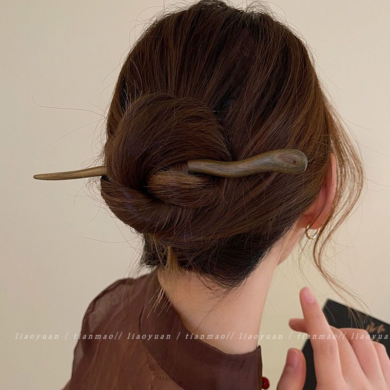 木质发饰 古风檀木发簪女高级感簪子盘发头饰2023年新款旗袍配饰