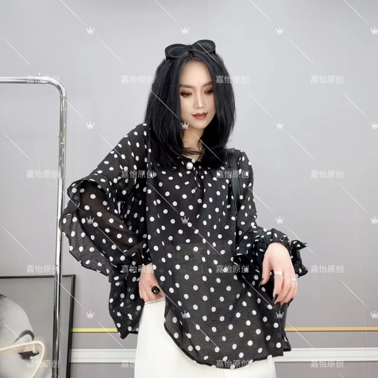 《嘉怡推荐》波点袖子花边防晒衣