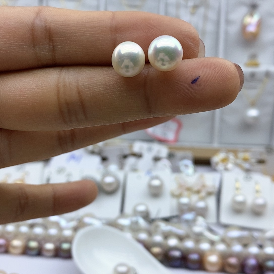 淡水珍珠耳饰银S925镶嵌