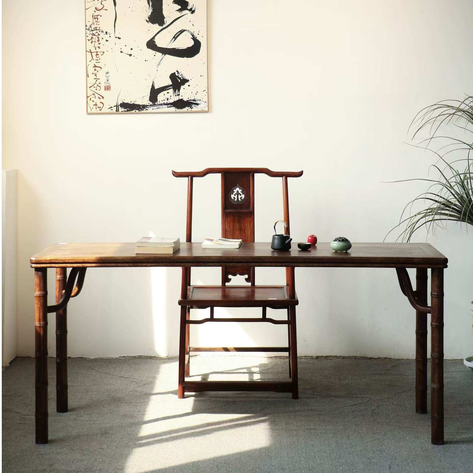 竹节工画案 文人器 竹韵清幽禅意新中式