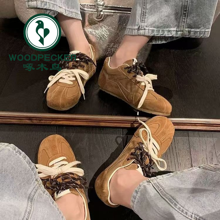 啄木鸟复古平底德训鞋2025新款休闲鞋网面透气阿甘鞋百搭爆款女鞋