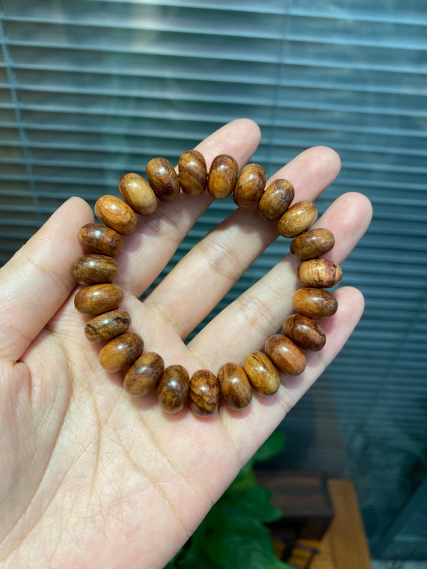 非金属木质手链 海黄算盘珠单圈手链