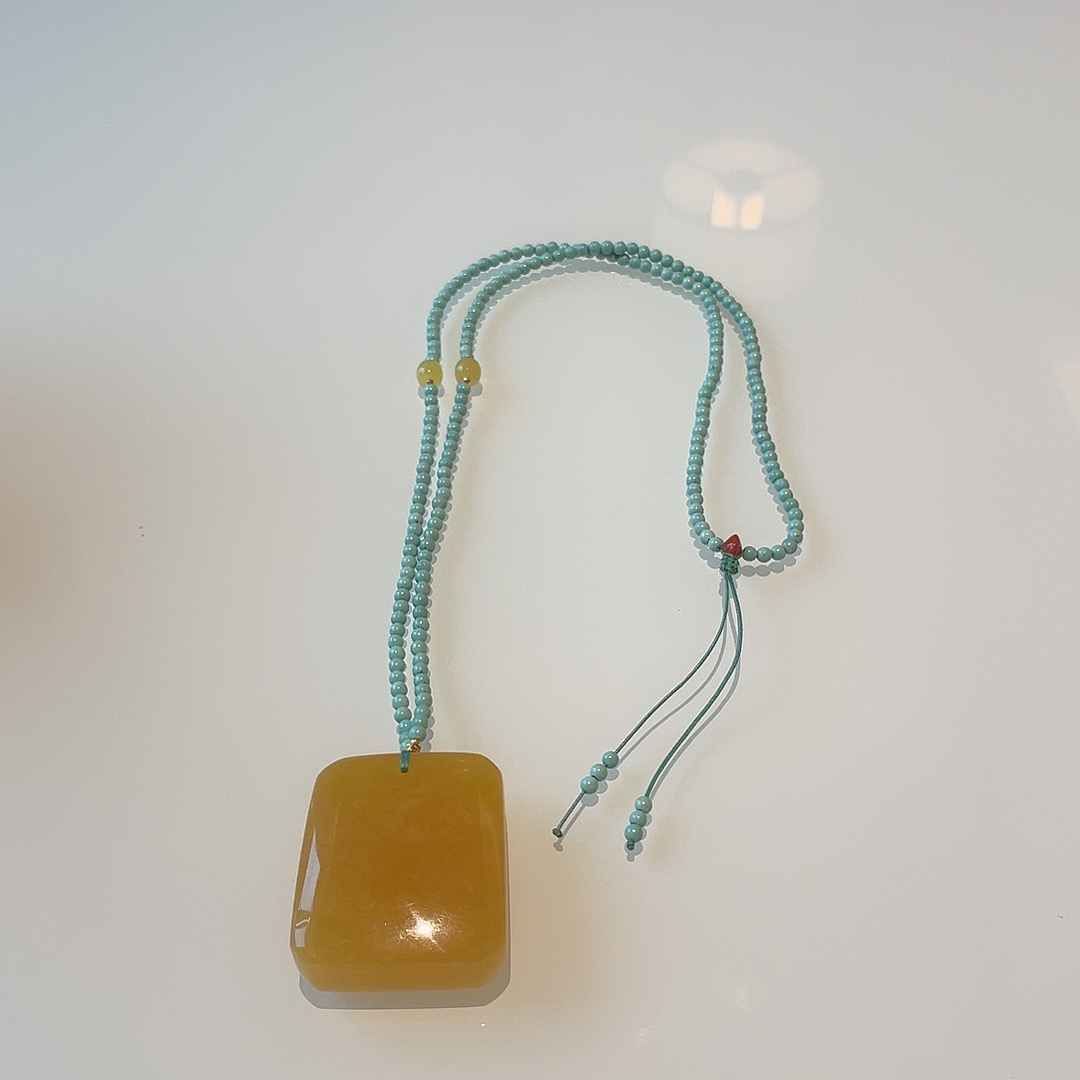 非金属项链 精品蜡挂牌配松石小米珠（多样性发货）