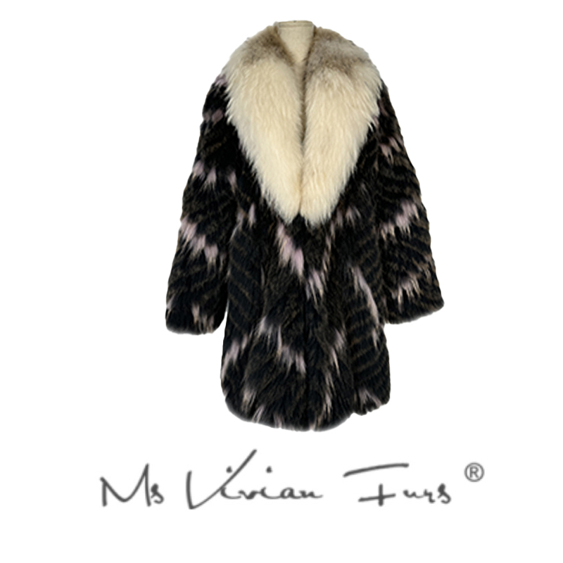 薇薇安原创“繁花里”金岛貉整皮长款女装皮草外套 v17923ym YY