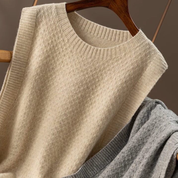 【米好优选】神器！提花圆领慵懒风羊毛毛衣外穿背心秋冬慵懒风毛衣