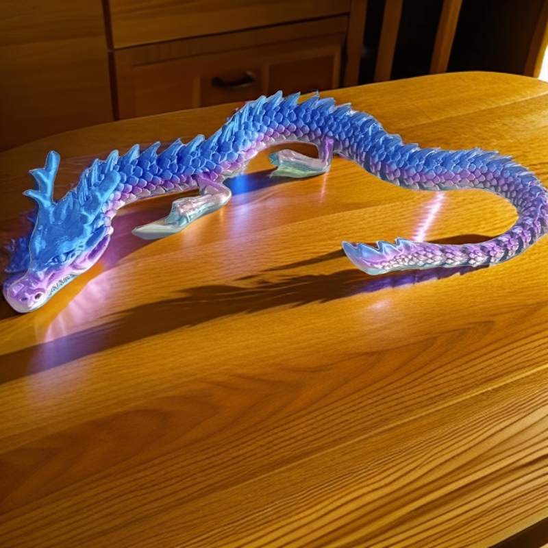 多彩渐变丝绸金神龙3D打印多色丝绸材质