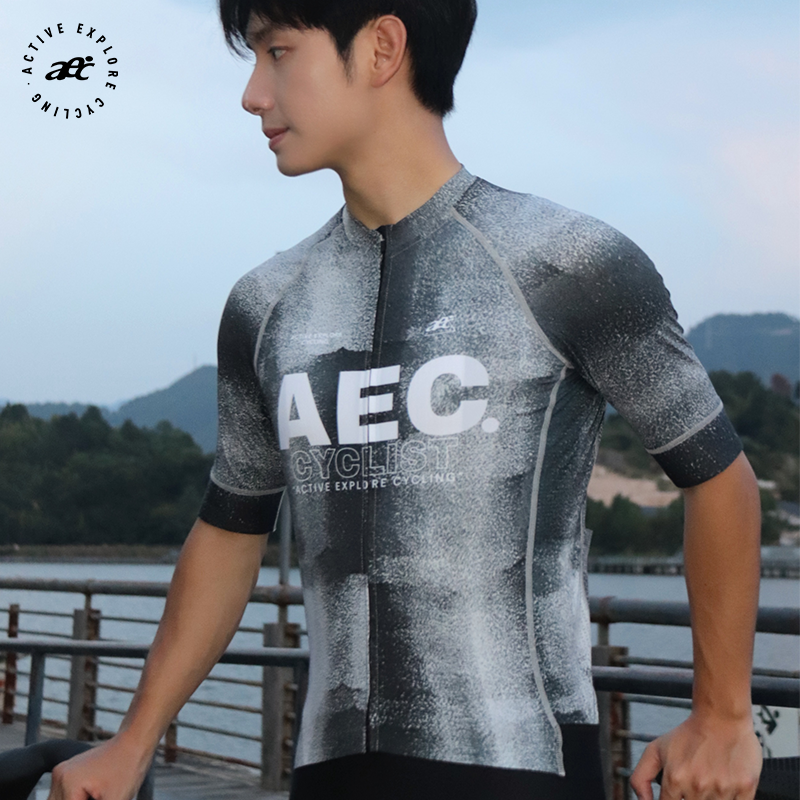aec骑行服夏季男女短袖排汗速干自行车山地公路装备透气修身墨韵